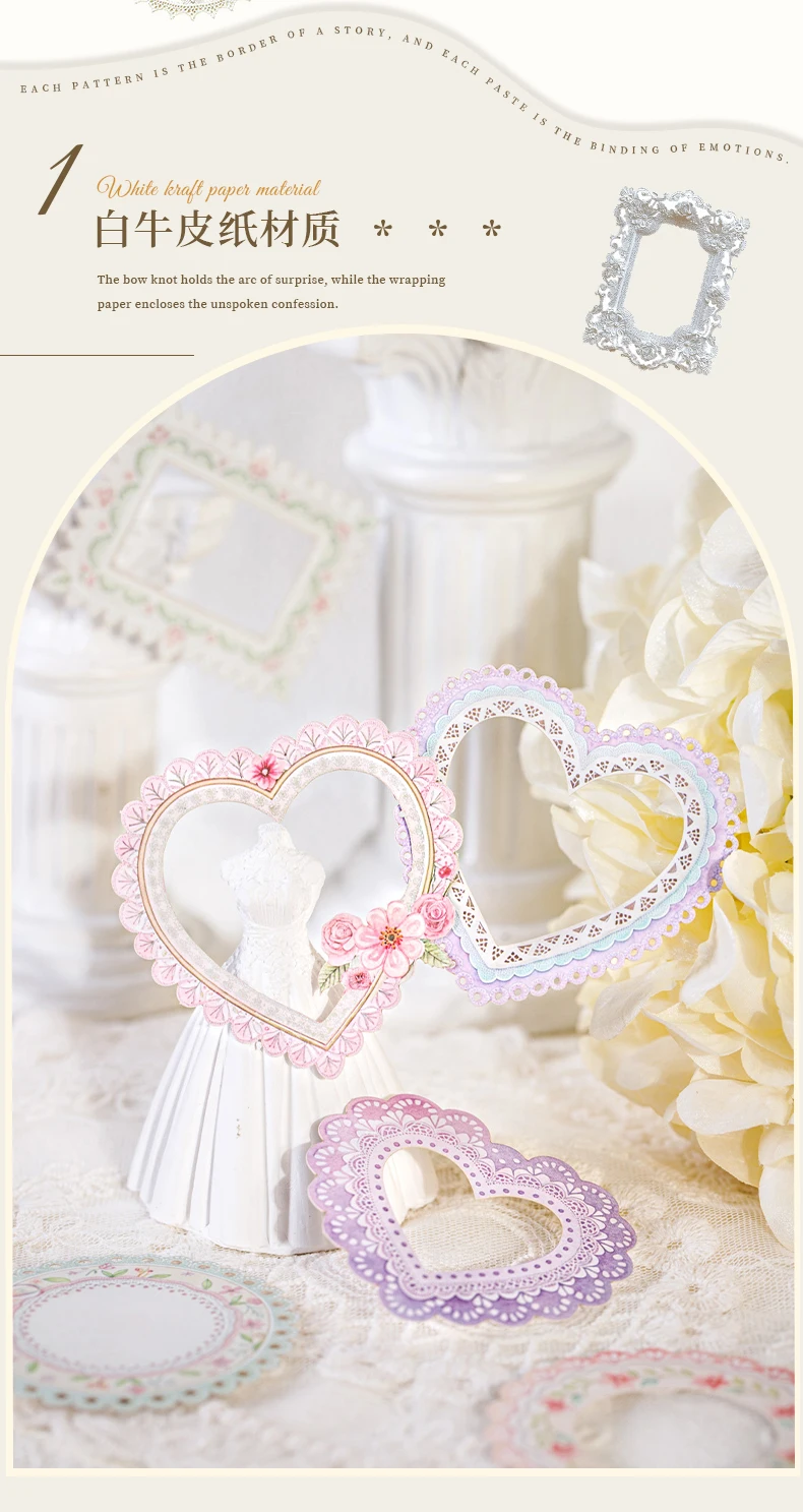 20 Blatt Lace Series Scrapbooking, dekorative Aufkleber für DIY-Fotorahmen, Collage, Dekoration, Bastelbedarf – Detail 3