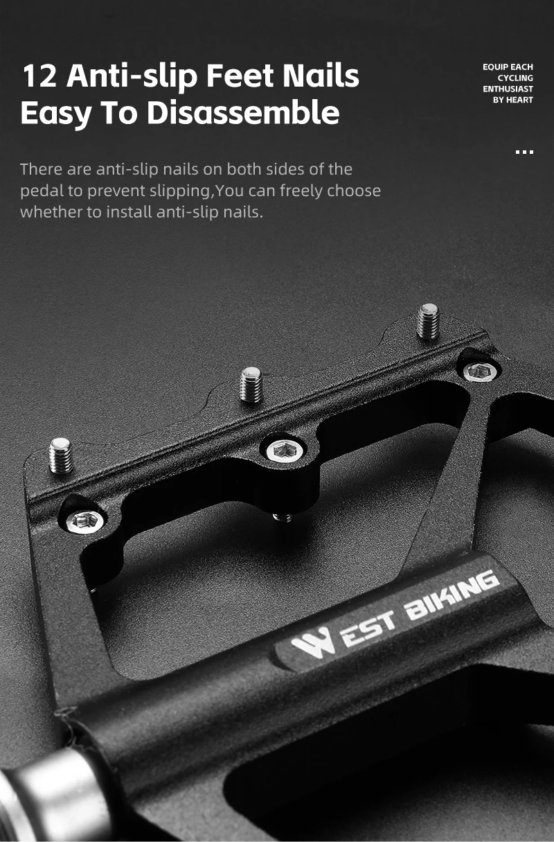 WEST BIKING Fahrradpedale aus Aluminiumlegierung, MTB, Rennrad, rutschfest, ultraleicht, versiegelt, 3-Lager, verbreitert flache Fahrradpedale, Fahrradteile – Detail 8