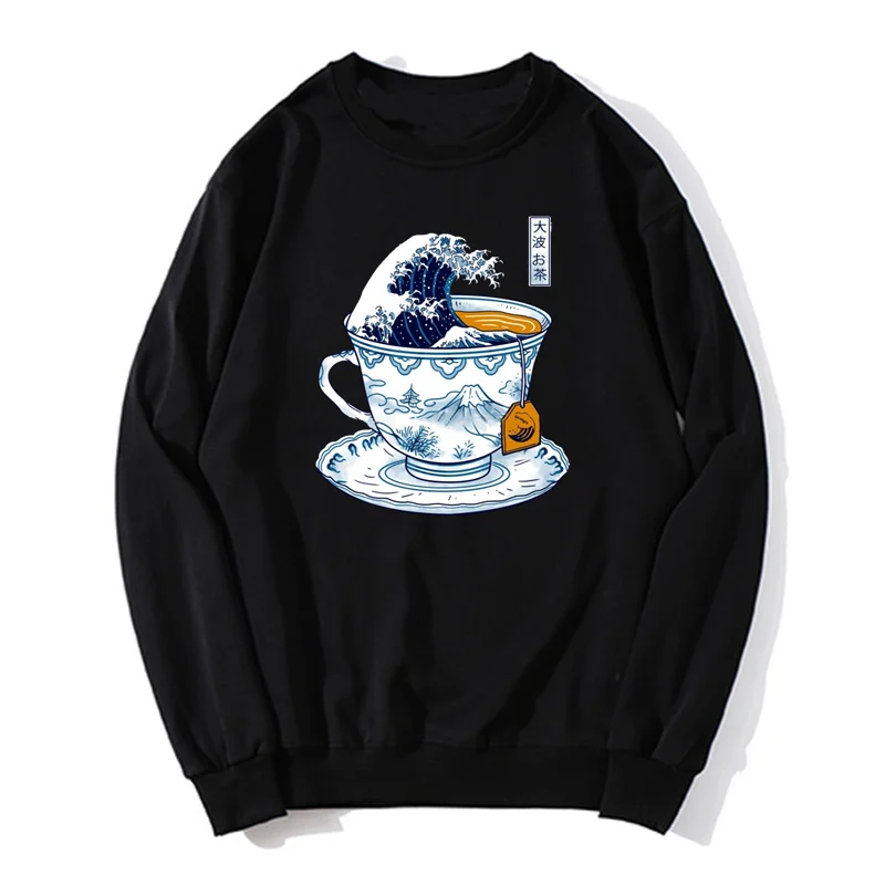 Der große Kanagawa Tee Japan Hoodie Männer Übergroßer Pullover Unisex Sweatshirt Harajuku Streetwear