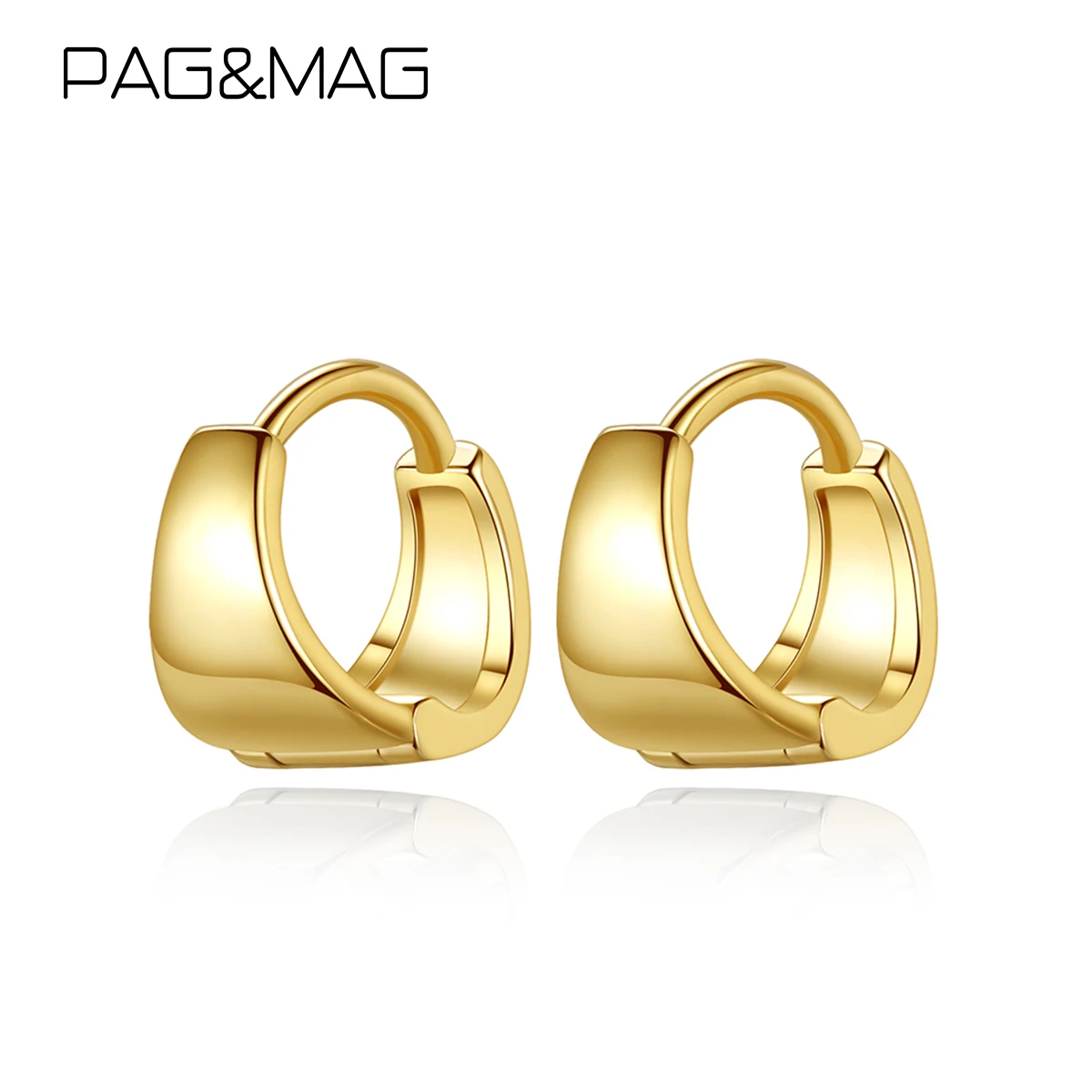 

PAG&MAG Hot Classic Sterling Silver Gold Color Hoop Earrings Geometric Trendy Women Small Popular Simple Jewelry Statement Gift