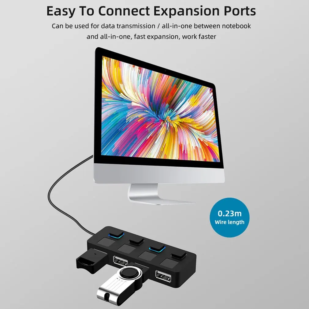USB 2.0 Hub Multi USB Splitter 4 Ports Expander Mehrere USB 2.0 Hub Verwenden Power Adapter USB 2.0 Hub Mit Schalter Für PC Computer_voghion.com