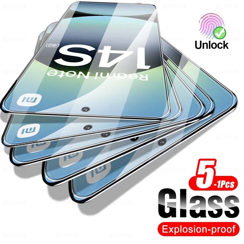 Dla Redmi Note 14 S 14S 4G 5-1Pcs 9H Screen Protector Redmy Note14 5G 4G Crystal Clear Tempered Glass Anti-Scratch Case Friendly