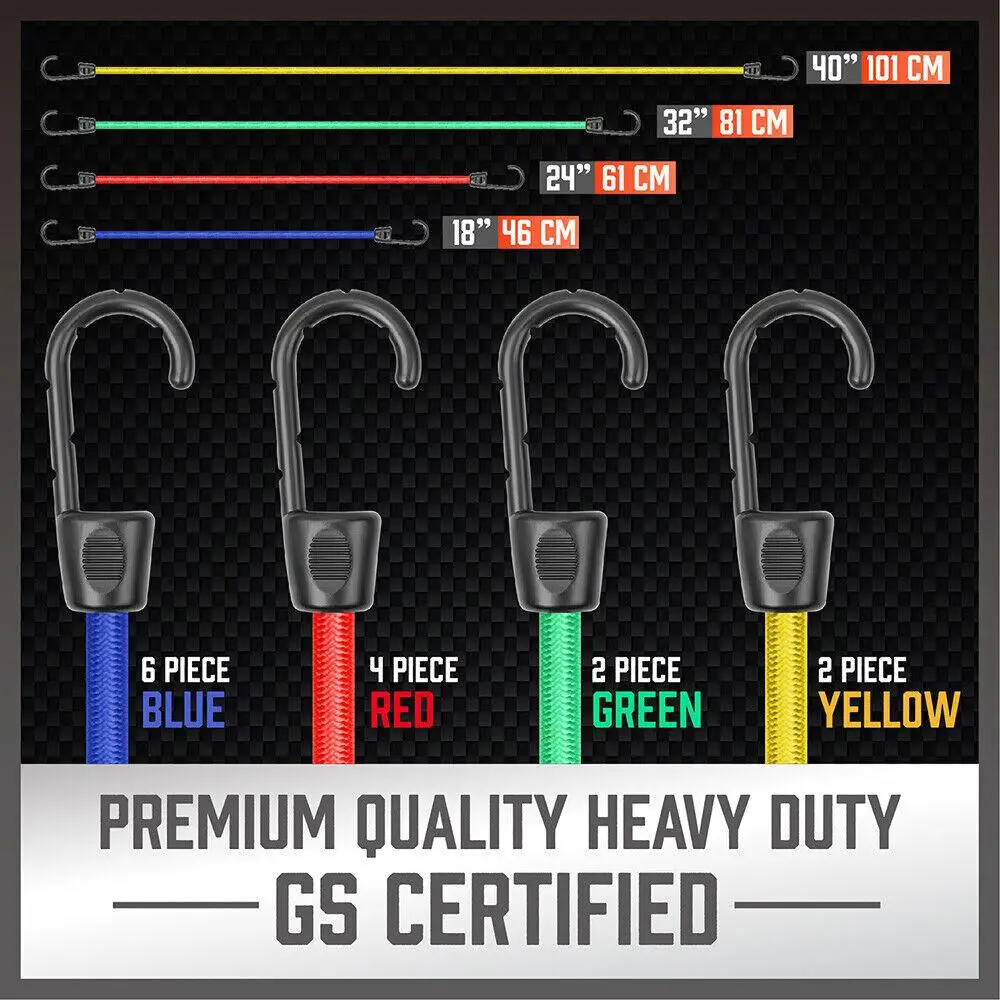 30-Piece Premium Bungee for Cord Assortment Includes 10&rdquo; to 40&rdquo; Bungee Cords, Canopy Ties & Tarp Clips
