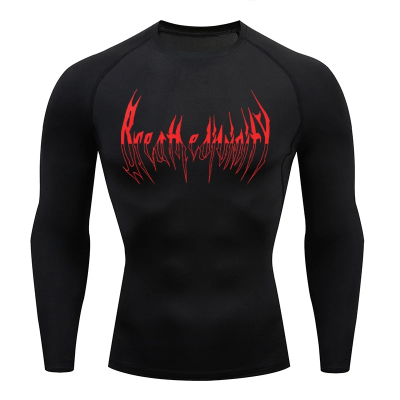 Compression Long Sleeve Shirt Men's Muscle Quick drying Gym Sportswear Sun protection Sports Base layer