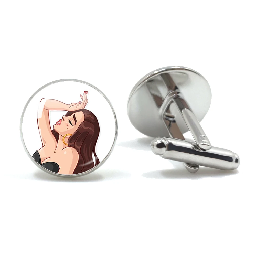 

Classic Lana Del Rey Singer Charm Cufflink Glass Fashion，Singers Cufflinks for Women Classic Poster Fans Jewelry Gifts