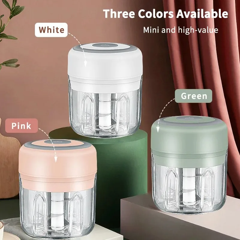 100/250mL Powerful Garlic Mincer Mini Electric Garlic Chopper USB Charging Ginger Garlic Onion Meat Garlic Crusher Food Chopper