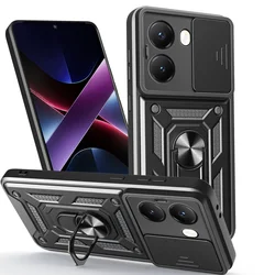 Shockproof Protective Armor Phone Case with Slide Camera Protector for Xiaomi Poco X8ProMax (Black)