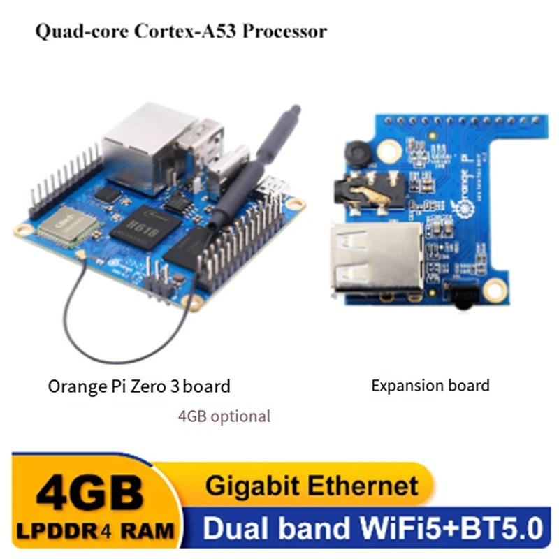 

For Orange Pi Zero 3 Single Board Computer 4GB H618 Chip Wifi-BT5.0 LPDDR4 Gigabit Orange Pi Zero3 Development Board Kit Durable