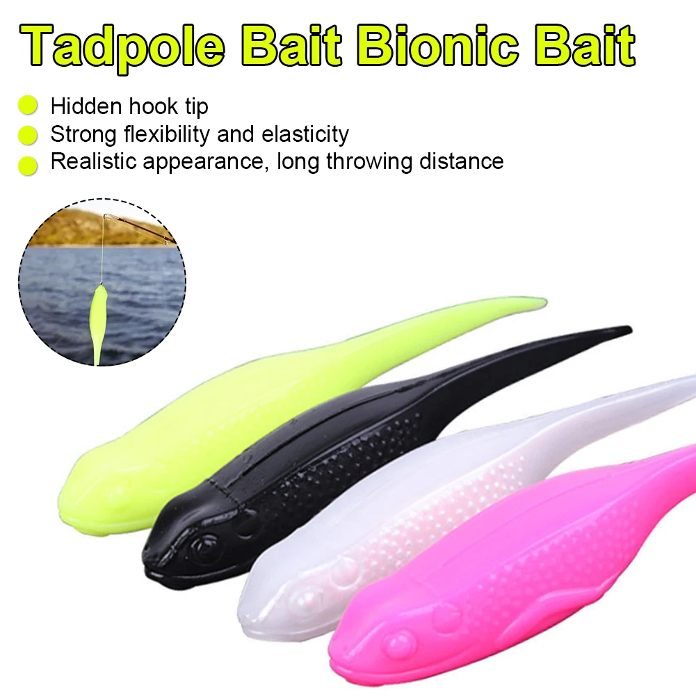 

6pcs Bionic Fishing Lure Artificial Realistic Sinking or Floating Tadpole Soft Bait with Crank Hook Fishing Tackle Accessories