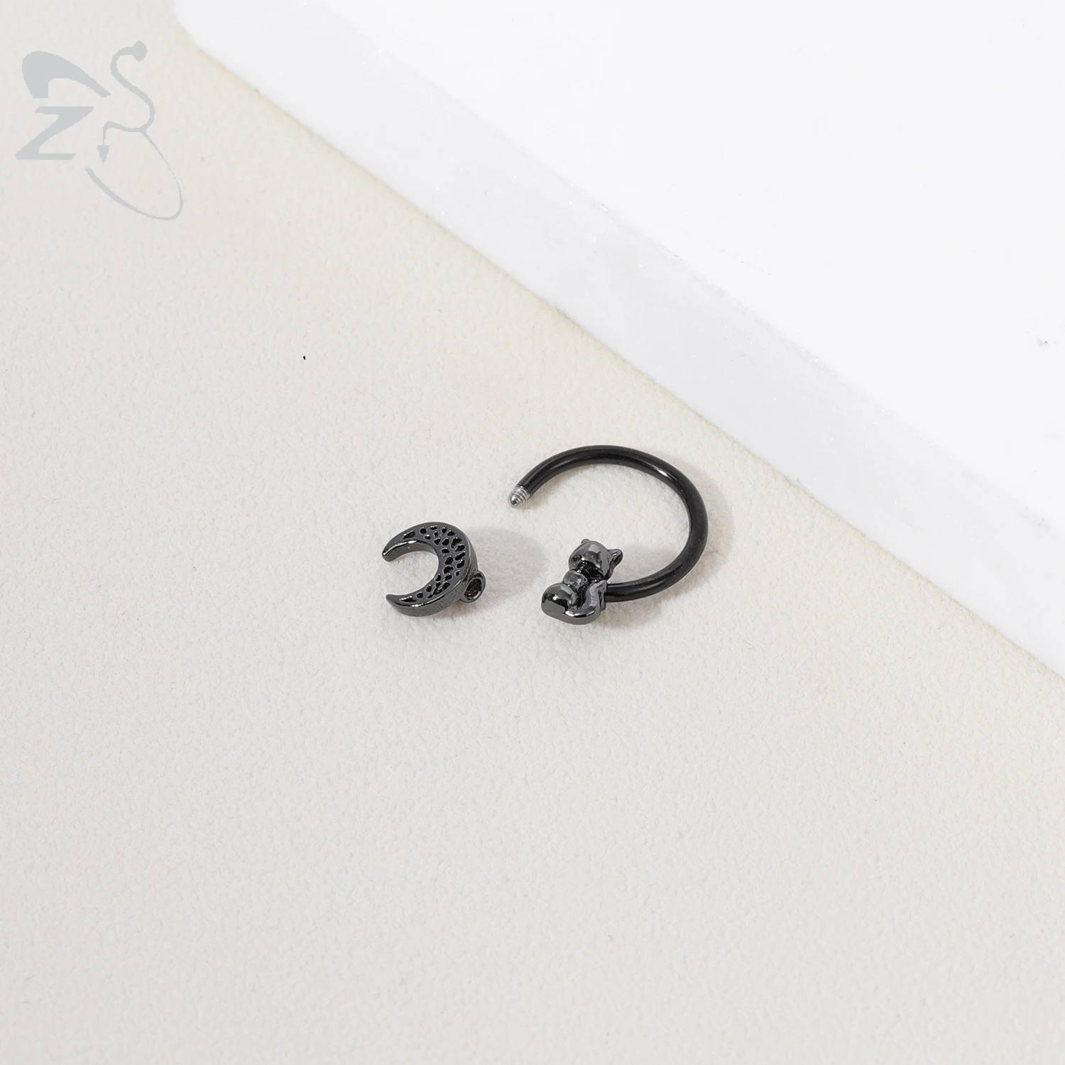 ZS 1PC 16G Star Heart Septum Ring Stainless Steel Nose Piercing Circular Barbell Cartilage Earring Tragus Helix Hoop Piercings 5