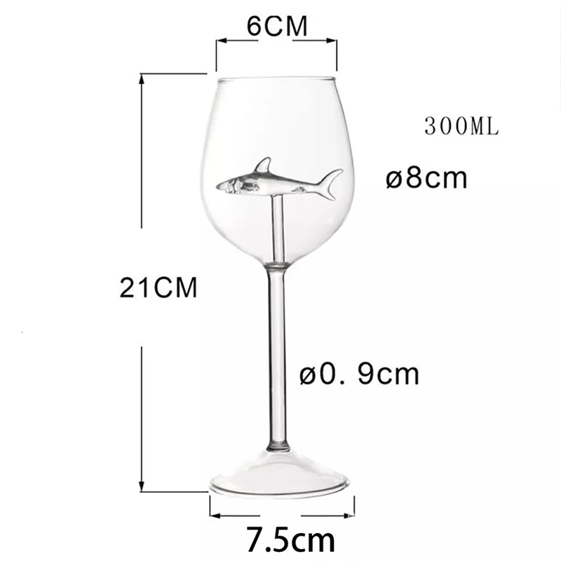 2Pcs Long Stem Shark Red Wine Glasses Aerating Glass Cup Crystal