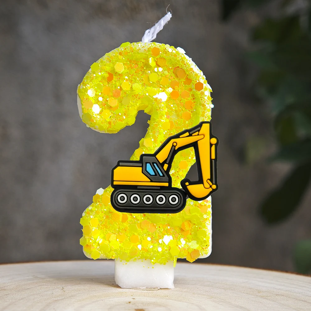 Engineering Fahrzeug Kerze Nummer 0-9 Geburtstag Kuchen Kerze Dekor Bagger Geburtstag Party Kuchen Topper Baby Dusche Dekor Geschenk – Detail 13