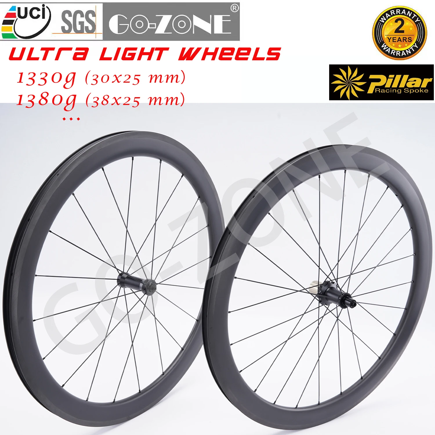 

700c Ultralight Road Carbon Wheels Rim Brake UCI Approved Pillar 1423 Gozone R290 Normal / Ceramic Bearings Bicycle Wheelset