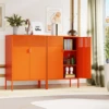Orange 3 Tier Metal Storage Cabinet with Legs, 2 Door Metal Locker for Home, Office, Entryway and Hallway 3