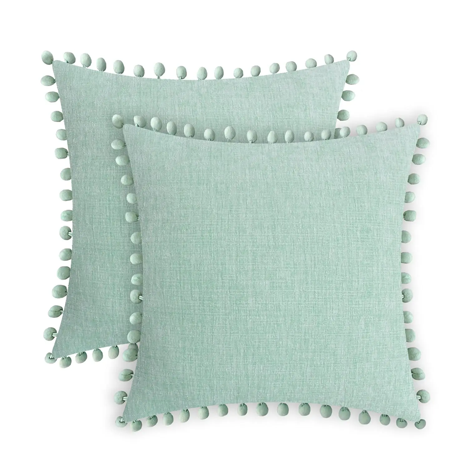 Мягкие наволочки из синели с помпонами