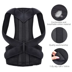 Adjustable Posture Corrector Belt for Back Support and Pain Relief (Black)