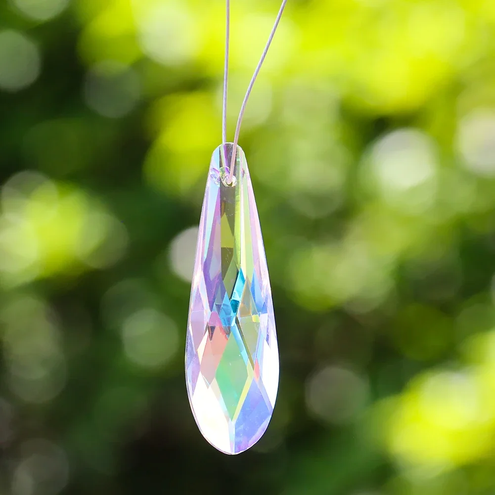 2PC 50mm Streamer AB Color Slender Angel Tears Faceted Prism Glass Crystal Rainbow Teardrops Sun Catcher Chandelier Lamp Dangle