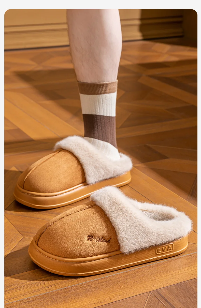 Comwarm Mode Frauen Fuzzy Hausschuhe Winter Neue Pelz Kragen Hausschuhe Weiche Sohle Flauschigen Hause Baumwolle Schuhe Plattform Plüsch Hausschuhe – Detail 10