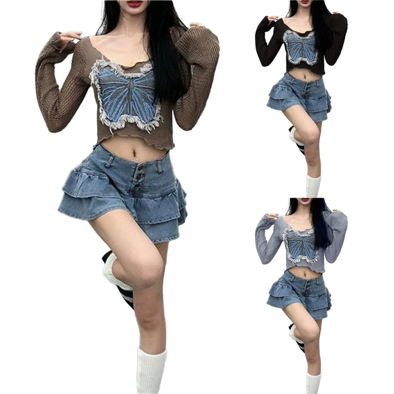 

Fashion Forward Butterfly Knit V Neck Pullover Women's Long SleeveSweater