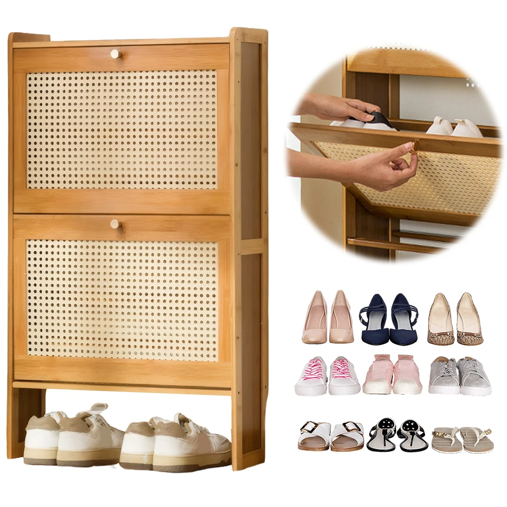 Shoe Cabinet Wooden Multifunctional Large Capacity Storage Cabinet Simple Shoe Rack Sturdy and Stable Dustproof Shelf
