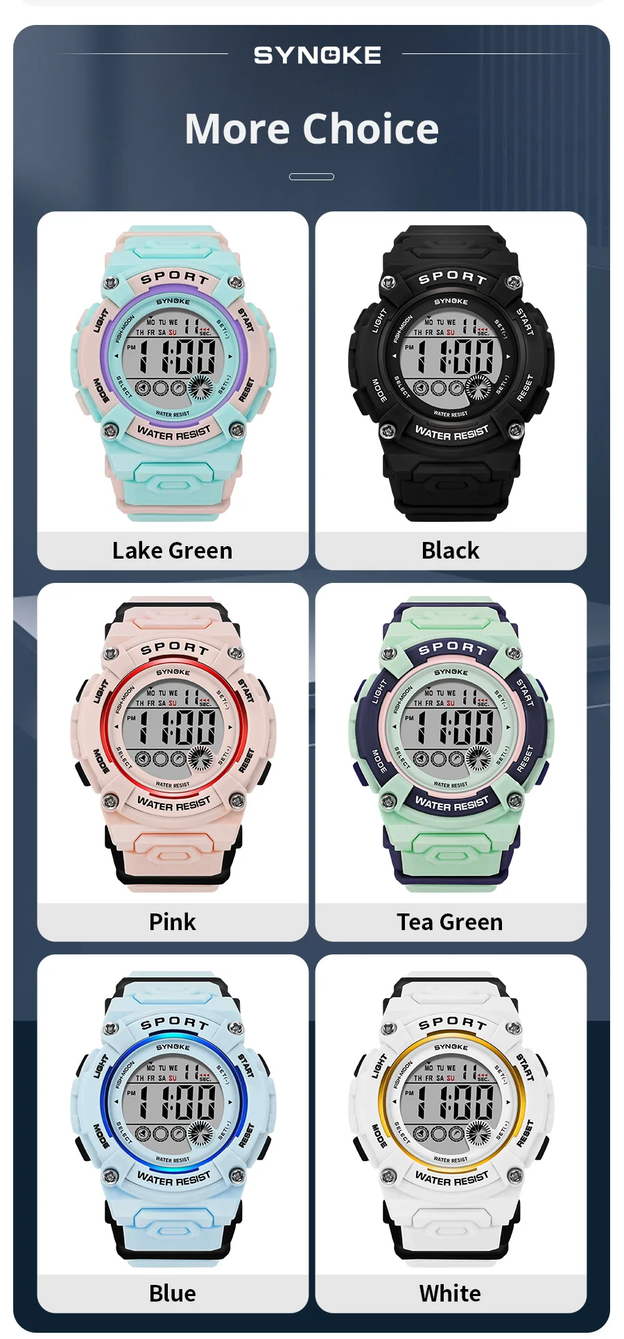 SYNOKE Student Electronic Watch Unisex Sport Watch Multifunction Military Sports Waterproof Luminous LED Digital Kids Big Dial