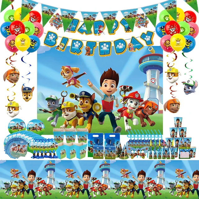 Paw Patrol decorazioni di compleanno buon compleanno sfondo Banner piatti  tazze Set di stoviglie di carta palloncini forniture per feste per bambini  ragazzo - AliExpress