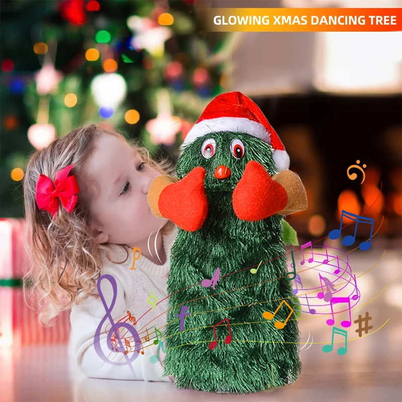Musical Christmas Tree Electric Plush Toy Dolls Funny Cute Green Electronic Xmas Tree Musical Santa Claus Funny Xmas Decorations · v4