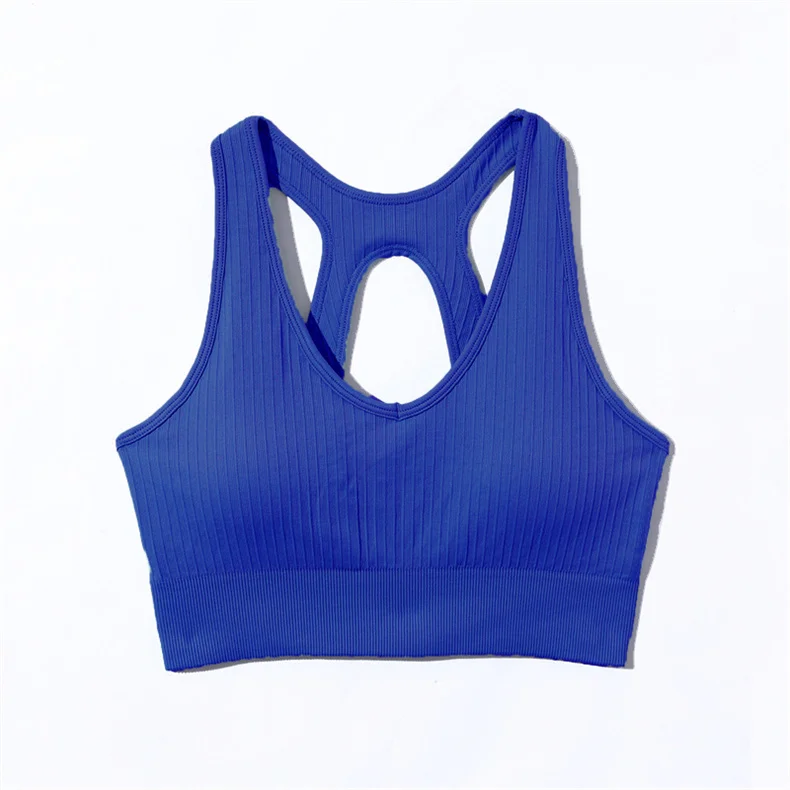 SVEIC Ribbed Sports Bra Yoga Seamless Underwear Gym Tops Women Sportswear Outdoor Vest Fitness Training Running Workout Clothing