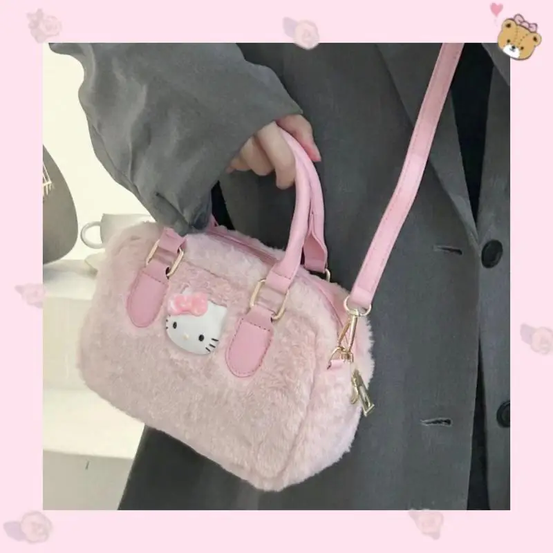 

Новинка, милая плюшевая Наплечная Сумка Sanrio Hellokitty, сумка-мессенджер, милый модный универсальный подарок на день рождения для девочек
