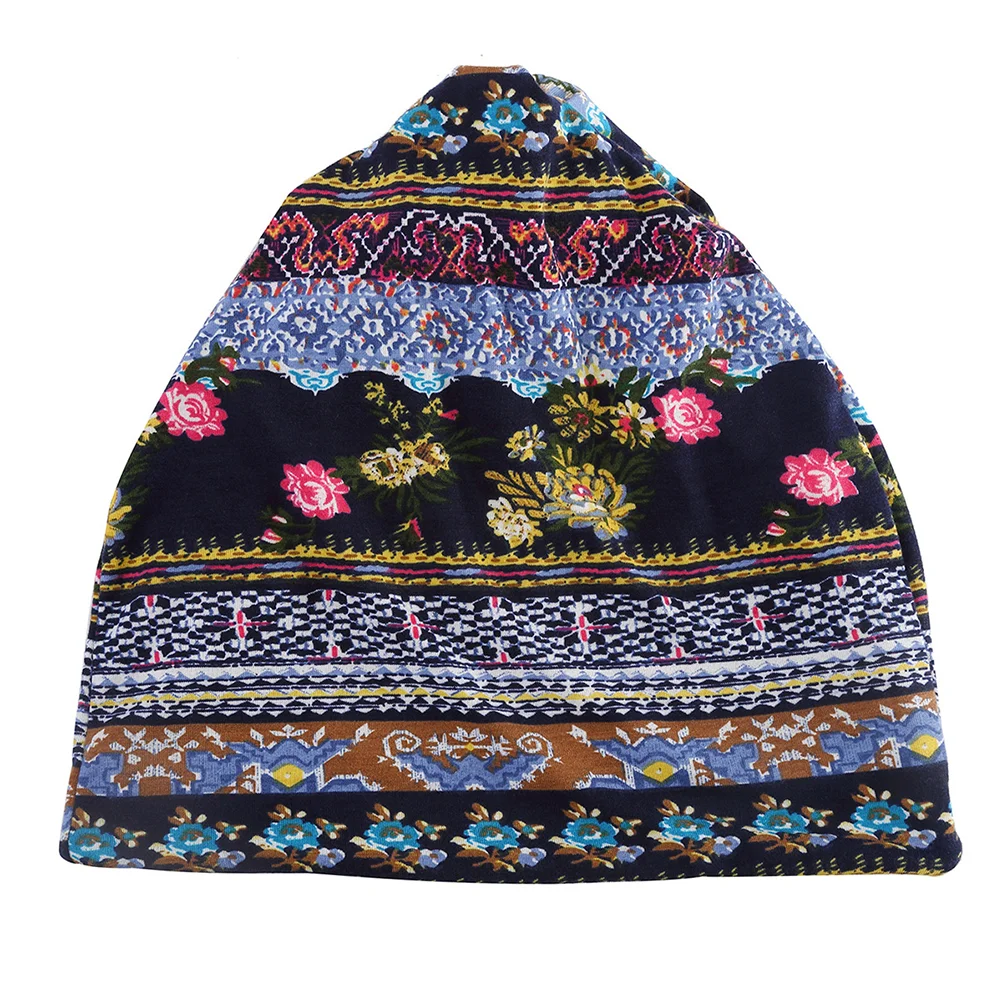 

2pcs Baggy Slouchy Beanie Elastic Printed Chemo Hat Turban Warm Neckerchief for Women