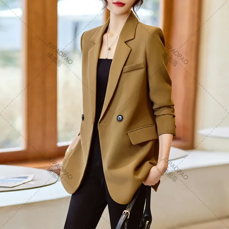 

Spring Autumn Women Blazers and Jackets Single Button Elegant Casual Blazer Coat Female Split Korean Style Black Khaki Red