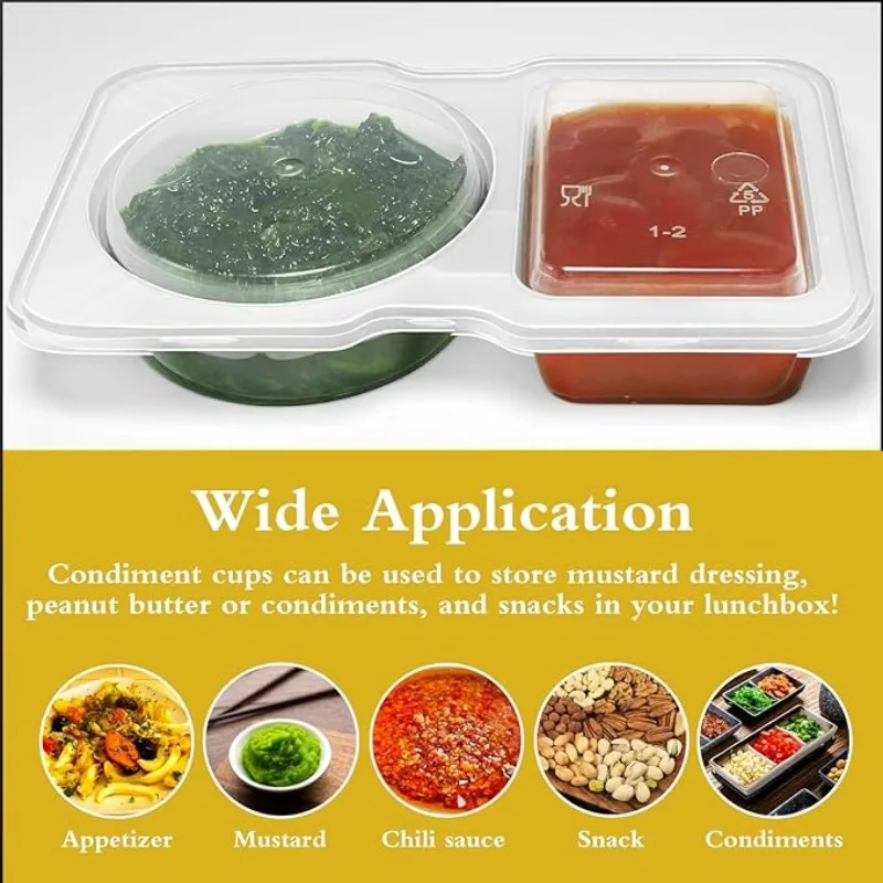 Snack Containers Double Compartment Reusable Snack Packs 2 Compartments With Lid For Home School Daily Outdoor Picnic