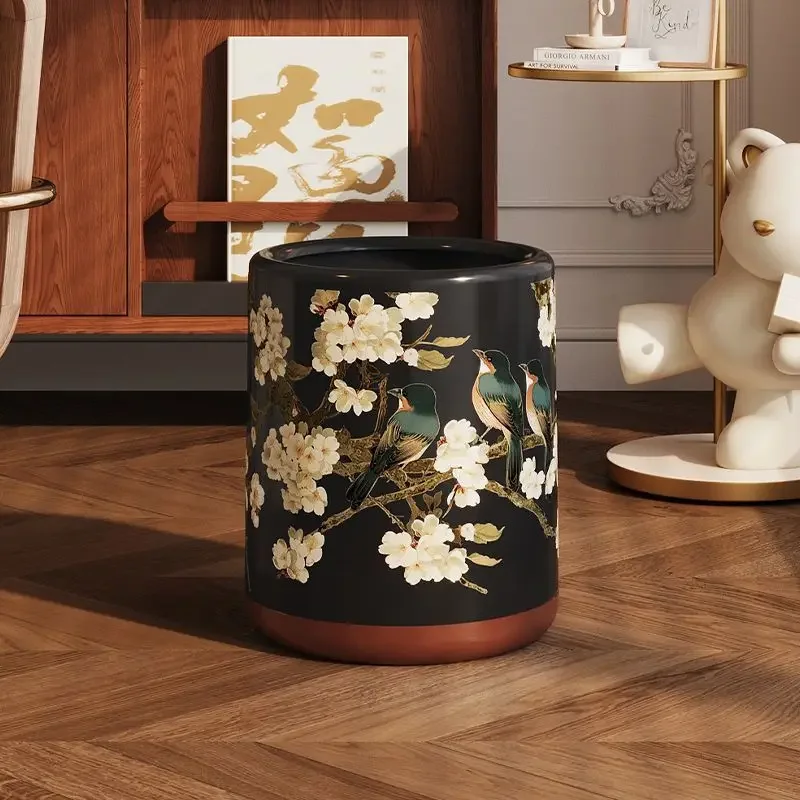 대형 쓰레기통 침실 주방 쓰레기통 거실 레트로 쓰레기통 현대식 쓰레기통 청소용 쓰레기통