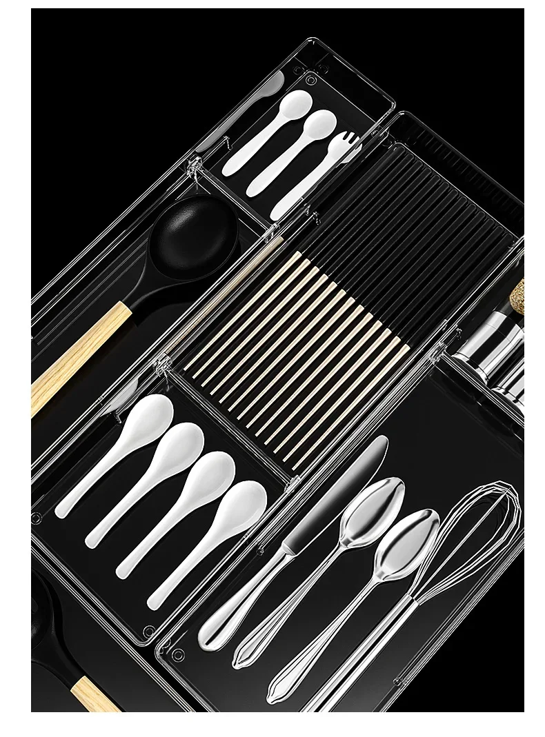 Kitchen drawer storage partition simple chopsticks knives and forks tableware sorting box free combination home desktop division 4