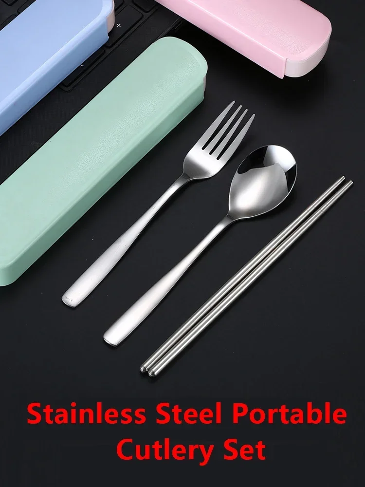 Geschirr-Set aus Edelstahl, koreanischer Löffel, Gabel, Essstäbchen, 3-teilig, tragbares Geschirr, für Studenten, Outdoor, Reisen, herausziehbares Geschenk – Detail 9