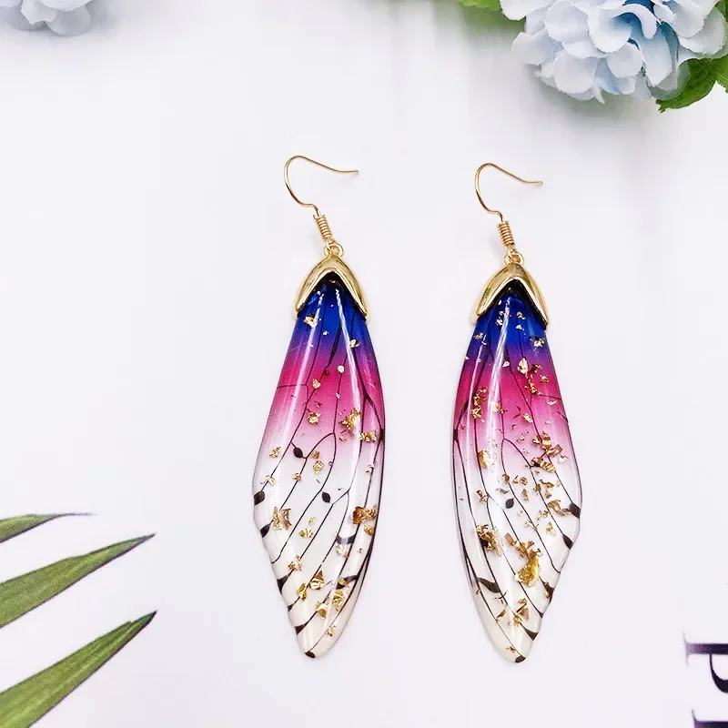 Minar Fairy Clear Resin Butterfly Drop Dangle Earrings For Women Romantic Bling Foil Rhinestone Simulation Wing Earring Gift dangle earrings,drop earrings,butterfly earrings