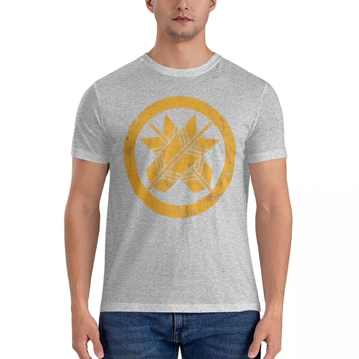 thumbnail image 1 of Camiseta Maru Ni Chigai Ya Kamon de algodón puro, camisetas geniales, cuello redondo, camiseta con el logotipo del clan japonés, ropa de manga corta, 1 of 7