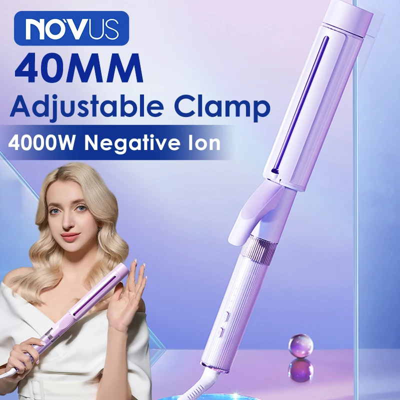 NOVUS 40mm Electric Professional Ceramic Hair Curler with Negative Ions Curling Iron Roller Curls Wand Waver Hair Styling Tools