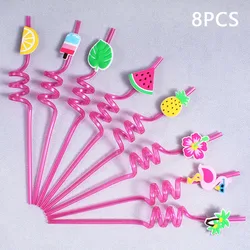 Rainforest - Themed Reusable Straws - 8 - Pack for Parties and Events (Meihongse)