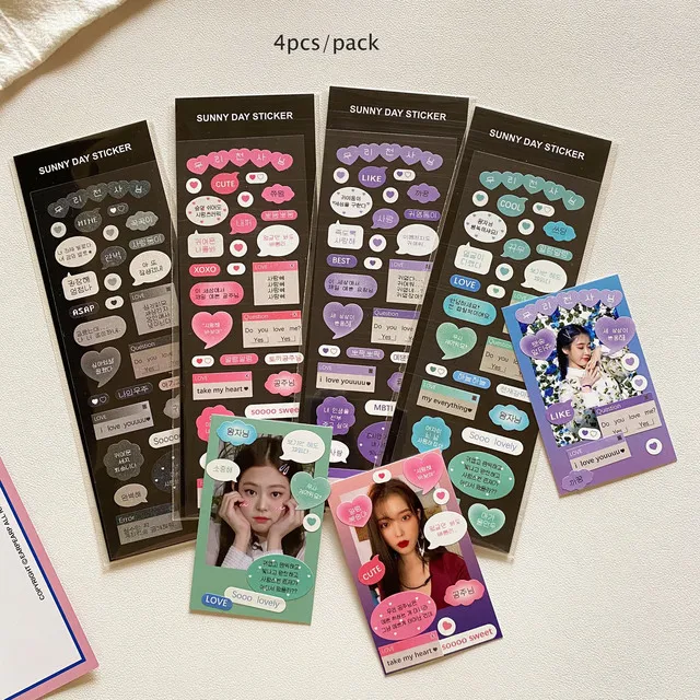 SKYSONIC 2/4/5/6/8pcs/10pcs Full Set Series Decorative Stickers Idol Card Album Scrapbooking Sticker Korean Stationery Suppliers 4pcs set