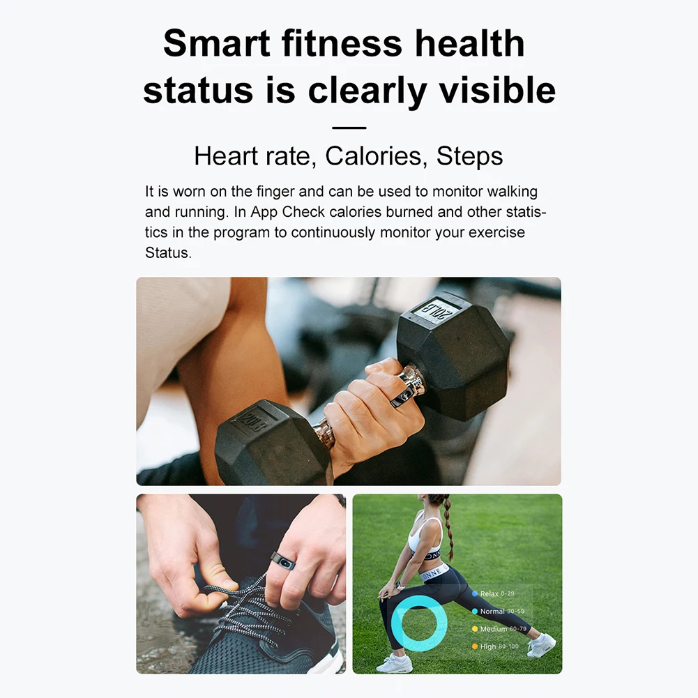 Smart Ring R08 Blood Oxygen Pressure Health Monitor 5ATM Waterproof Health and Sleep Monitor With Charging Case for Phone 6