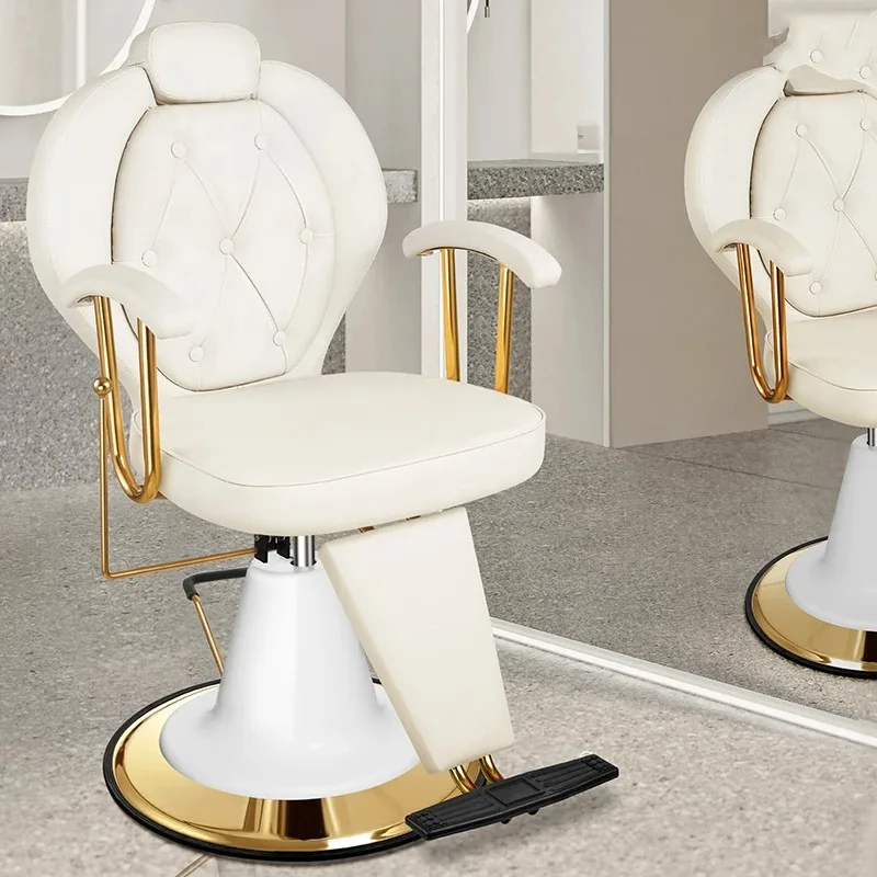 Barber Shop Reclining Chair Hair Stylist Hydraulic Pump Chair Removable Headrest Chaise Coiffeuse Commercial Salon Furniture