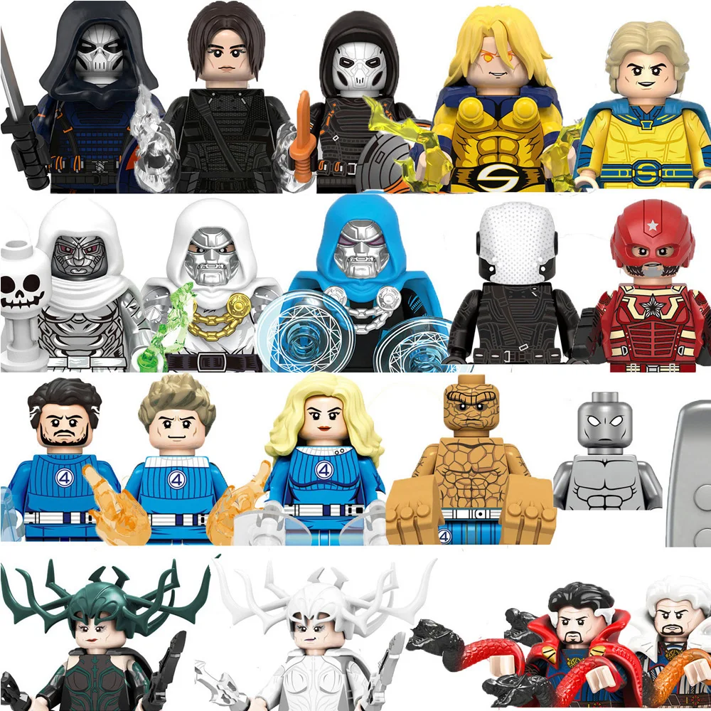 핫 토이즈 판타스틱 4 미니 액션 피규어 어린이용 빌딩 블록 장난감 생일 파티 ..