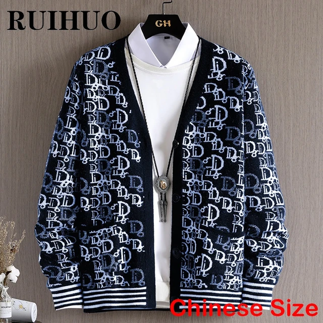 Printed Cardigans For Men Cardigan Sweater Knitted Blue Cardigan