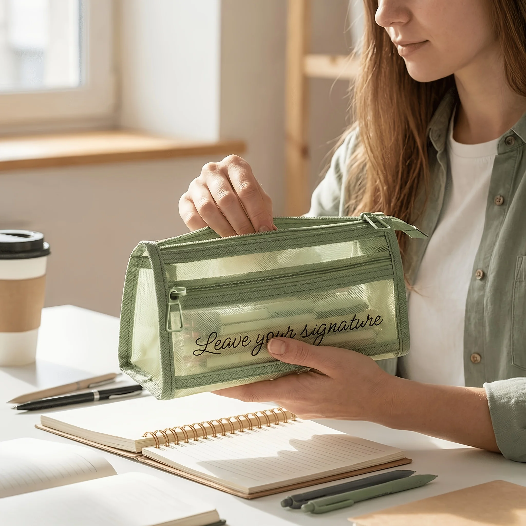 Personalized Transparent Grid-Design Pencil Case - Random Styles, Essential for Exams & Student Stationery