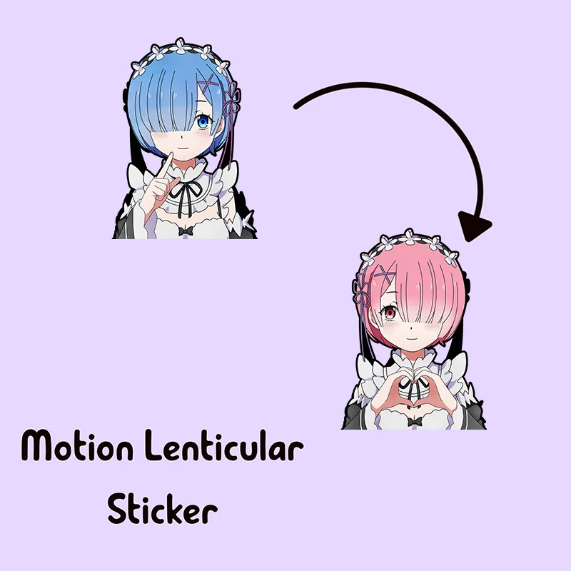 Rem Ram Motion Suitcase Stickers Re Zreo Anime Motion Sticker Waterproof Decal for Car Laptop Refrigerator Etc Wall Sticker Gift Anime Motion Stickers