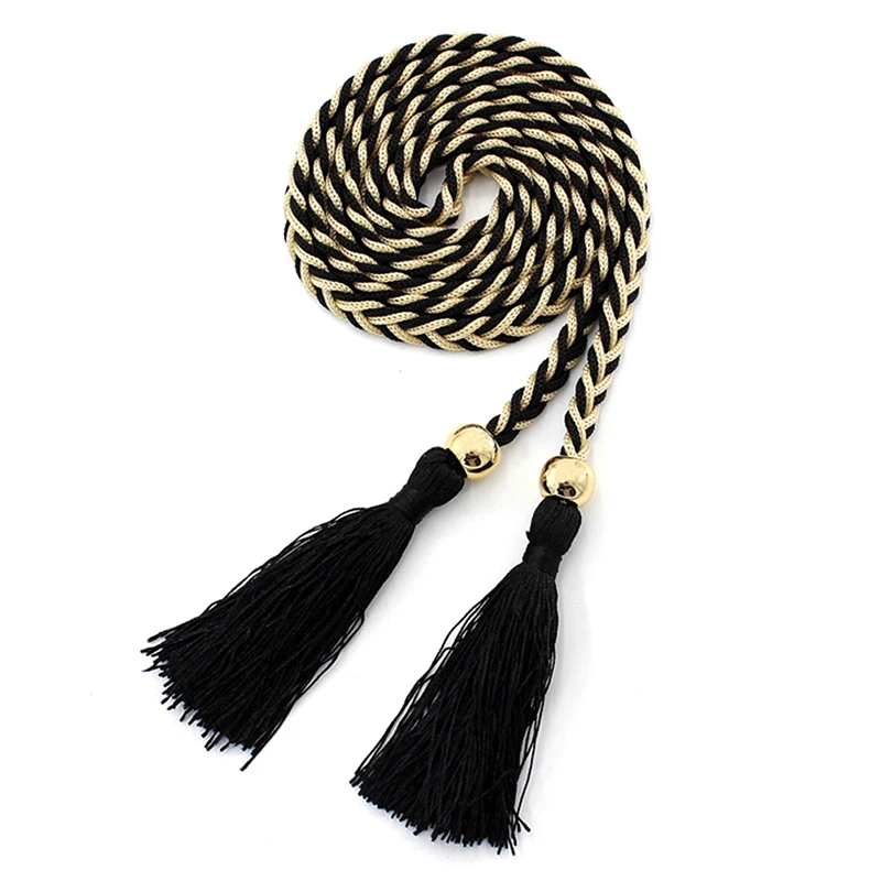 

180cm Nylon Ladies Fringed Thin Waist Chain Skirt Dress Waist Strap Rope Knotted Girls Summer Waistban Braided Female Waist Belt