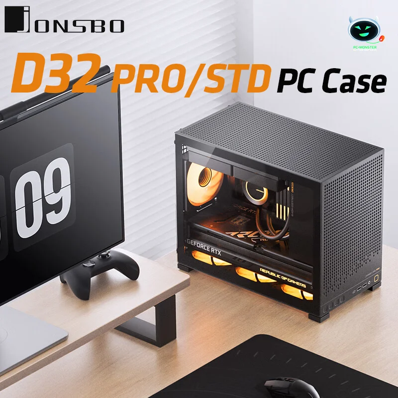 thumbnail image 2 of JONSBO D32 PRO Micro-ATX PC Case - Supports BTF Motherboards, 365mm GPU, 240mm AIO 2 of 11