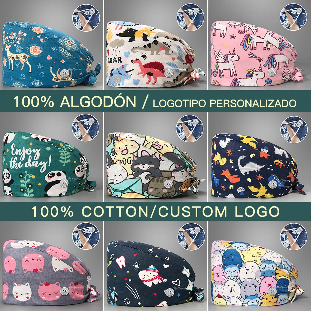 Cotton Pharmacy Lab Pet Shop Women Doctors Surgical Hat Nurses Hats With Button Accessories