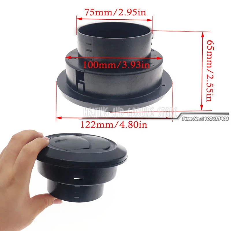 75mm Air Vent Outlet flat Heater Air Heater Ducting For Webasto Eberspacher Parking 75mm Car Outlet Vent